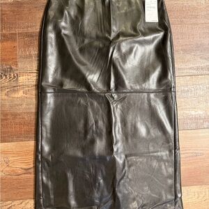 Good American Black Leather Pencil Skirt